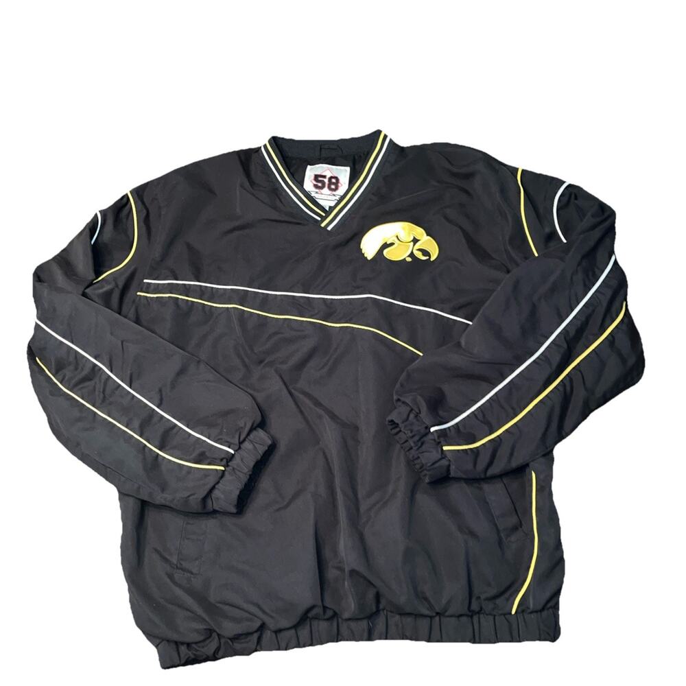Iowa Hawkeyes Pullover Windbreaker Black Jacket XL Vintage